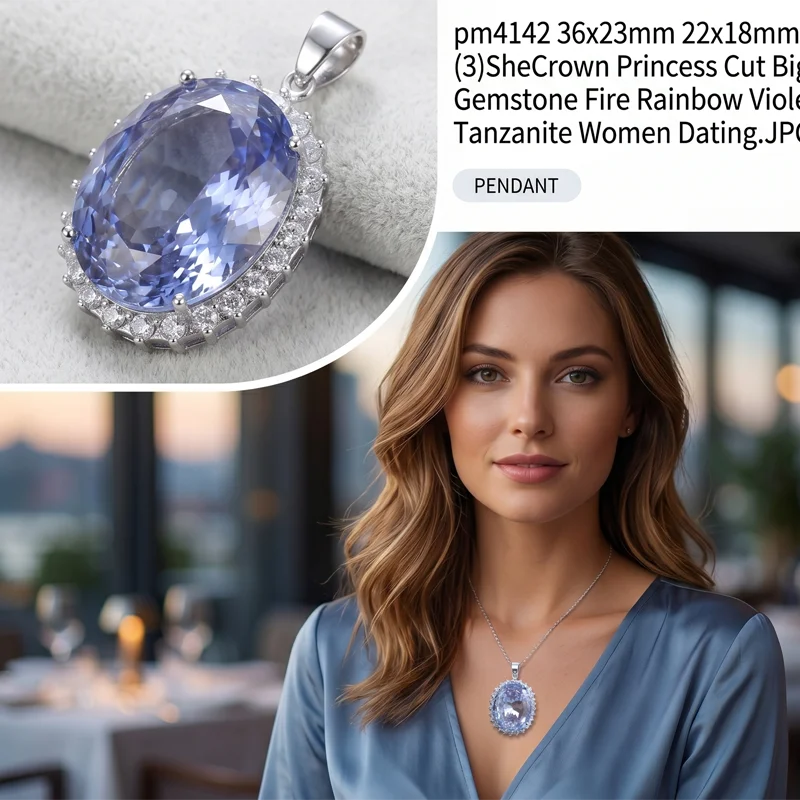 Buy 5 Get 1 Free Jzaza 36x23mm Big Gemstone Fire Rainbow Mystic Topaz Yellow Citrine Peridot Tanzanite CZ Silver Pendant