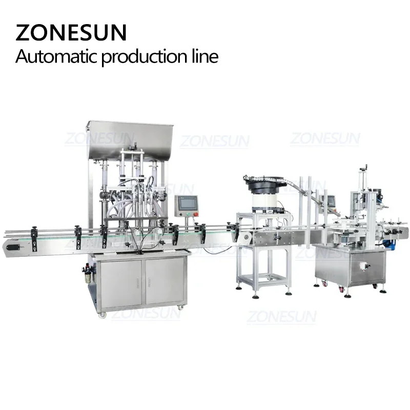 ZONESUN ZS-FAL180A7 Automatic Paste Cream Liquid Bottle Jar Filling Capping Machine With Vibratory Cap Feeder