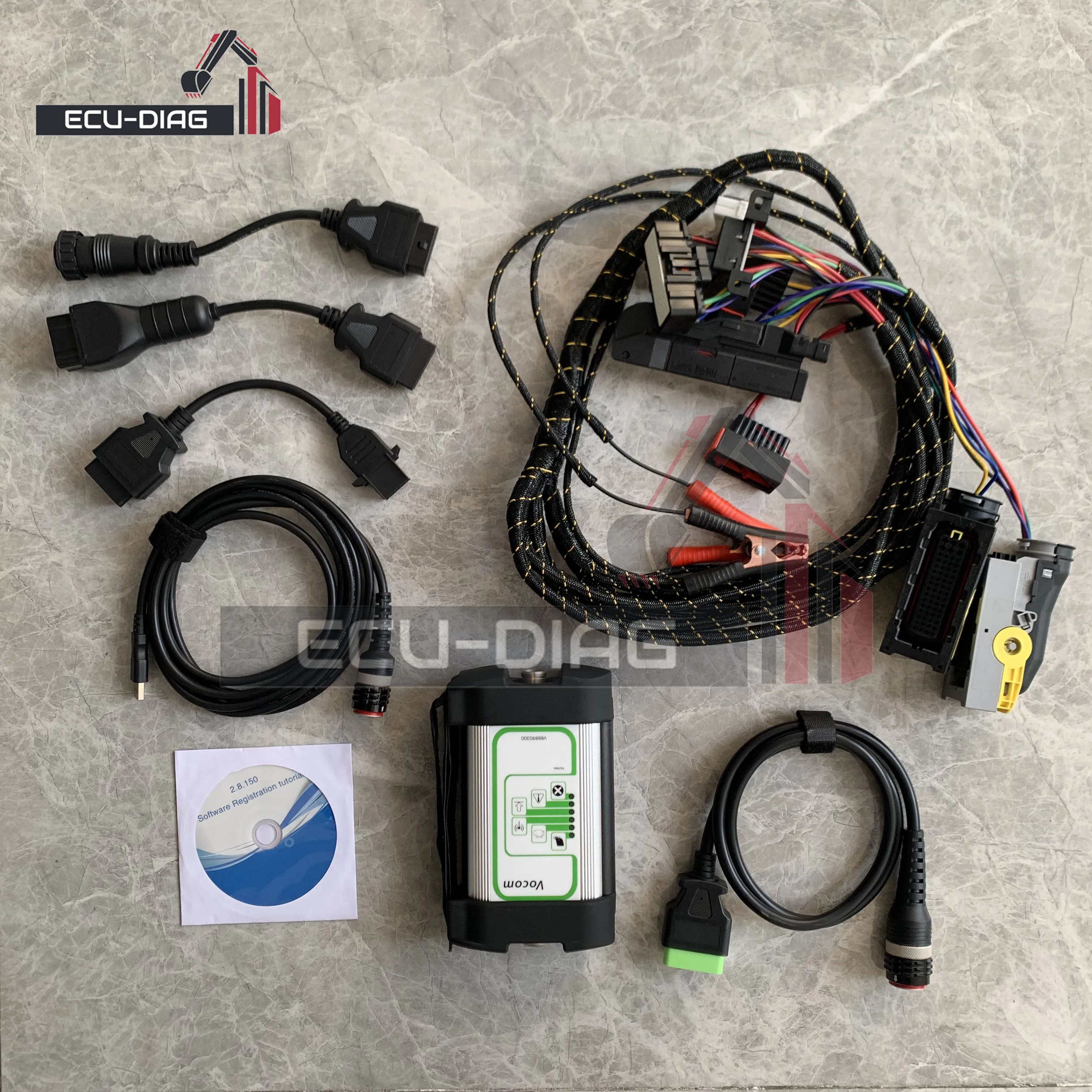 for volvo vocom 88890300  PTT 2.8 Renault/UD/Mack truck excavator dev2 fh4/fm euro6 diagnostic tool with programming Cable