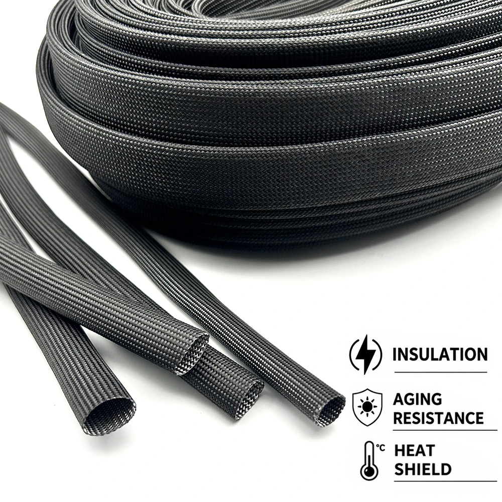 Black 600 deg Cglassfiber sleeve ID 0.5/1/1.5/2/2.5/3/3.5/4/5/6/7/8/9/10/12/14/16/18/20/25/30mmInsulation/wire protection sleeve