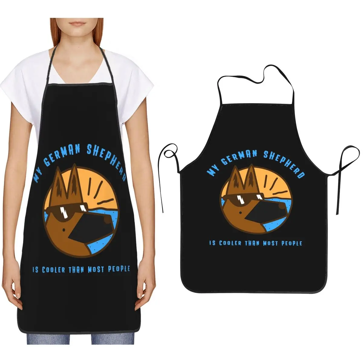 My German Shepherd Dog Is Cooler Aprons Chef Cooking Baking Tablier Bib Kitchen Cleaning Pinafore for Women Men Gardening