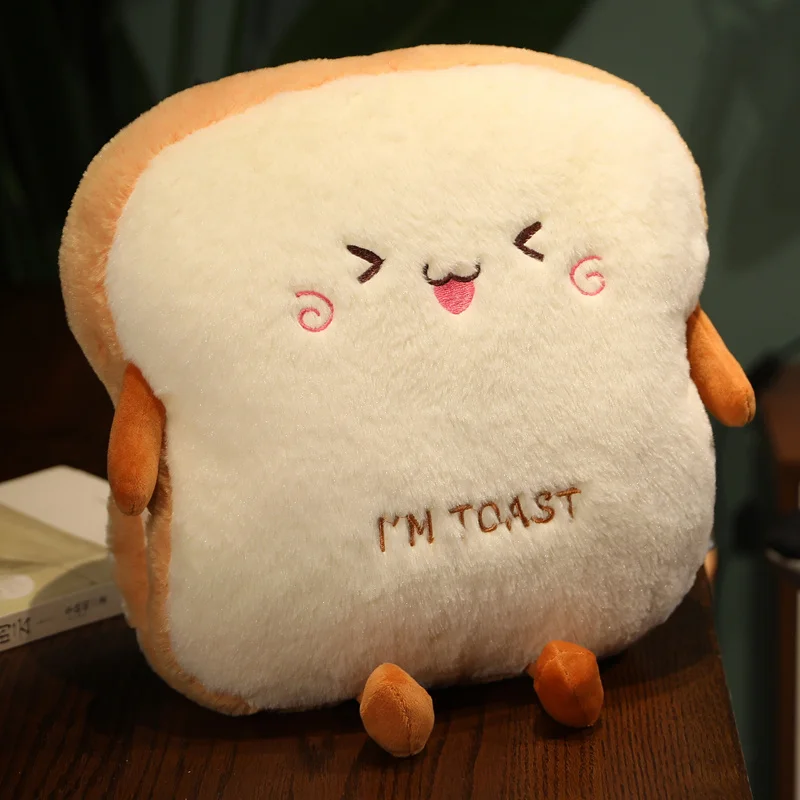 Plush Bread Pillow Cute Simulation Food Toast Soft Doll Warm Hand Pillow Cushion Home Decoration Kids Toys Birthday Gift