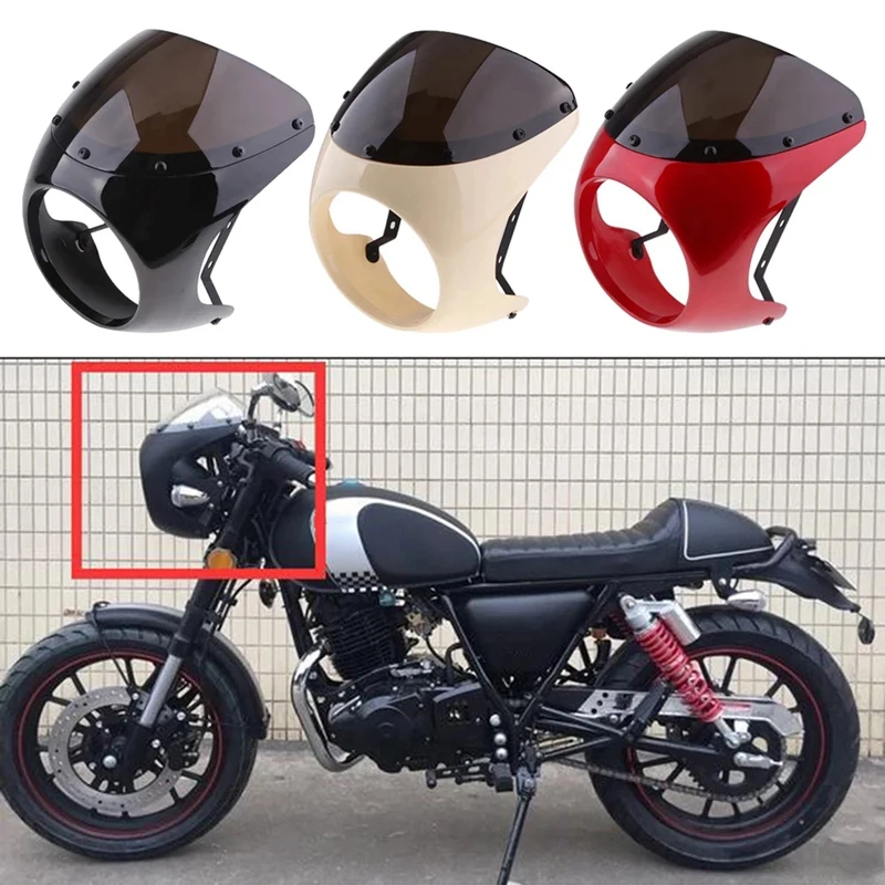 

Motorcycle Front Headlight Fairing Windscreen Windshield Plastic Universal Cafe Racer Retro Headlight Wind Screen