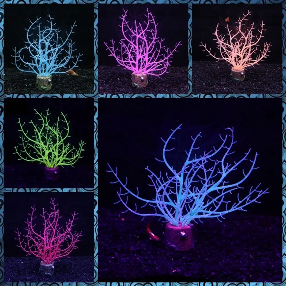 Fish Tank Coral Plants Underwater Ornament Silicone Glowing Artificial Coral Aquarium Simulation Noctilucence Coral