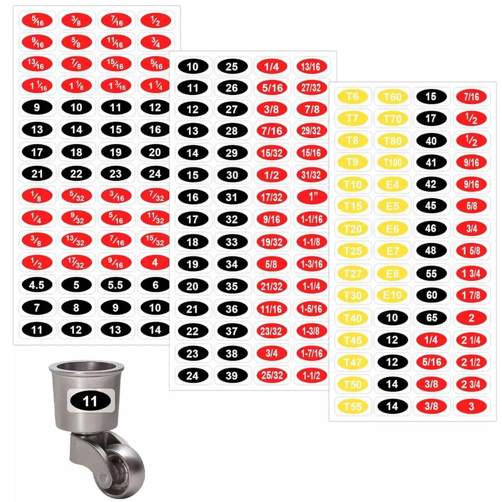 Economy Adhesive Socket Labels Edition Toolbox Labels Toolbox Label Decals Wrench Size Labels for Socket Sets Tools 180Pcs