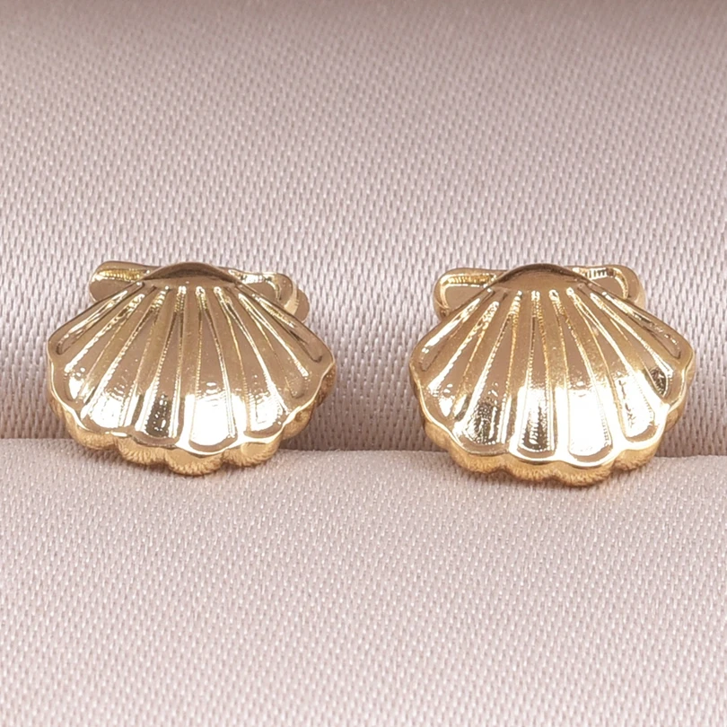 New Stainless Steel High Quality Fashion 18k Gold Plated Earring Butterfly Hollowing Out Five-Pointed Star Ocean Shell Earrings