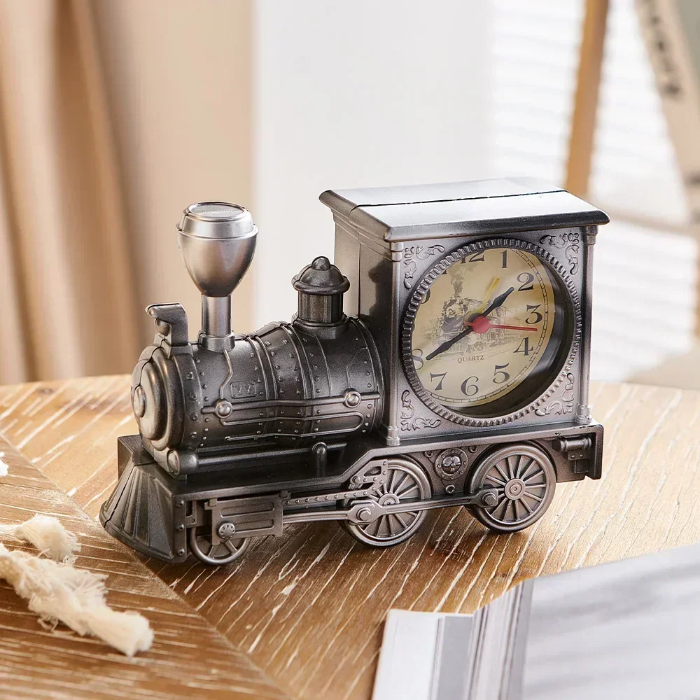 Train Retro Decor Vintage Room Decor Luxury Interior Antiques Office Watch Cloks for Home Timepiece Cyberpunk Clock Digital Desk