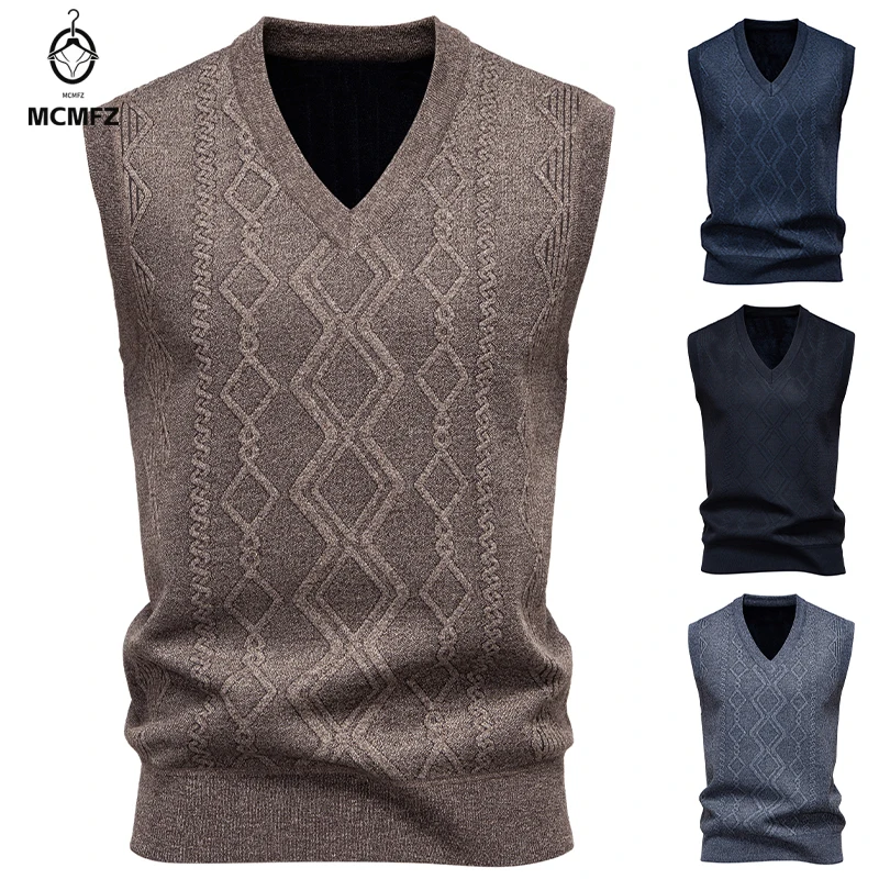 الرجال الخامس الرقبة محبوك سترة دافئة الخريف الشتاء الماس شبكة الملتوية زهرة عارضة الأزياء تنوعا متماسكة أعلى #3