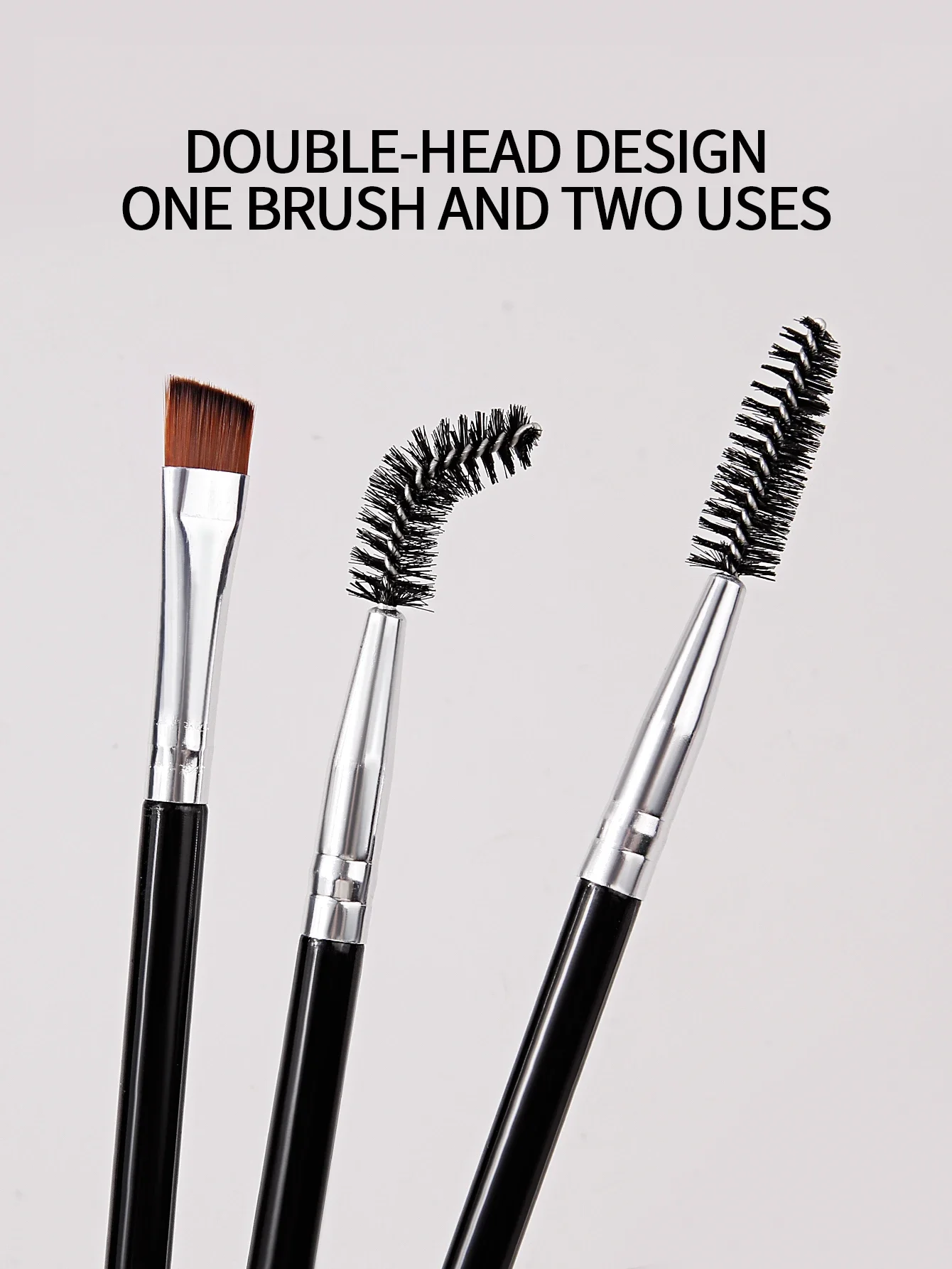3 uds cepillo de cejas de doble cabeza cepillo de cejas diagonal cepillo en espiral hoja delineador de ojos cepillo de rímel herramienta de cepillo de maquillaje