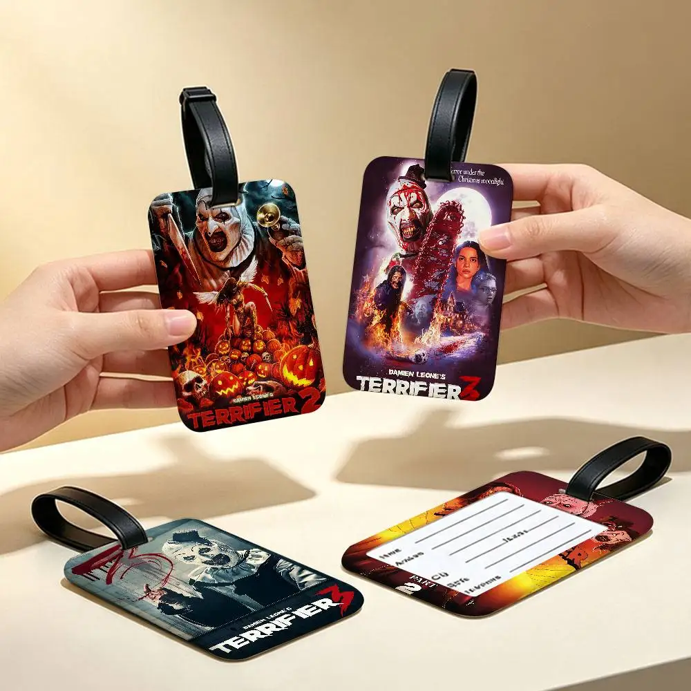 Terrifier Movie The Horror Clown Diamond Waterproof Information Card Sleeve PVC Luggage Tag Anti lost Identifier For Suitcase
