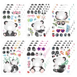 6/12Sheets Cute Panda Make a Face Puzzle Stickers Kids Create your own Animals Assemble Jigsaw DIY Toys Party Games Decoration