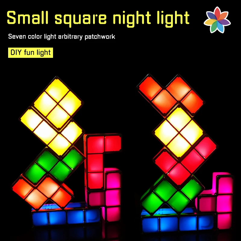 DIY Puzzle Night Light,Novelty 7 Colors 3D Stackable Tangram Light,Induction Interlocking Desk Lamp,Kid Teen Ideal Birthday Gift