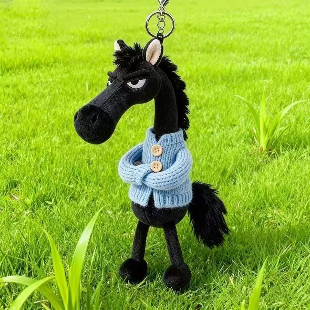 Horse Backpack Pendant Miniature Black Plush Horse Keychain Plush Horse Keychain Cuddly For Keys Decoration Daily Carry