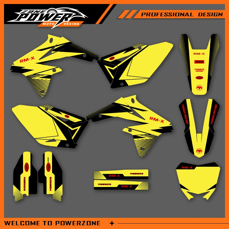 

POWERZONE мотокросс команда графический фон наклейки наборы наклеек для SUZUKI RM-Z RMZ 450 2017-2008 RMZ450 индивидуальный номер 01