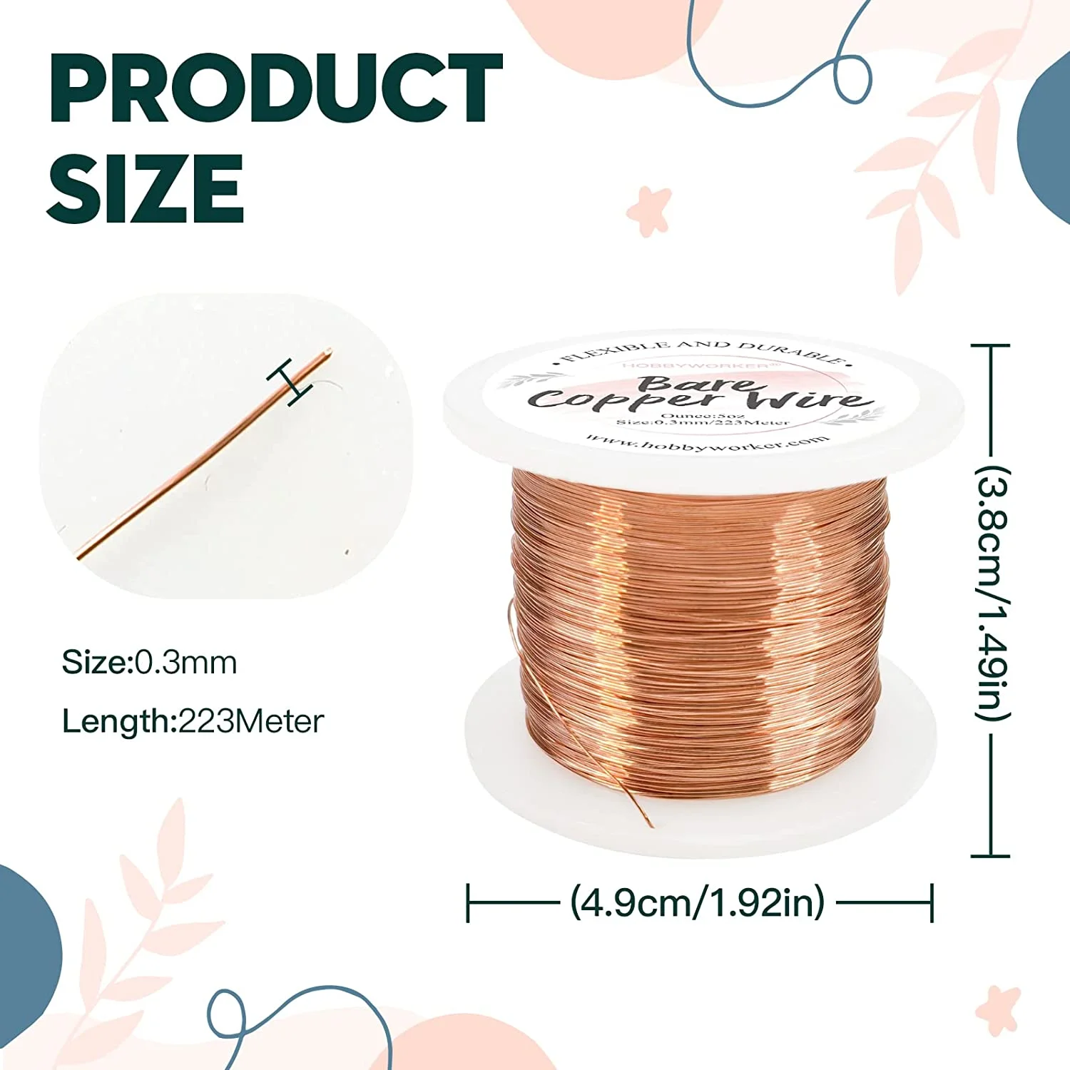 XUQIAN 28 Gauge 0.3MM*223M Solid Bare Copper Wire For DIY Jewelry Craft Pendant Necklace Making Wire Wrapping Supplies