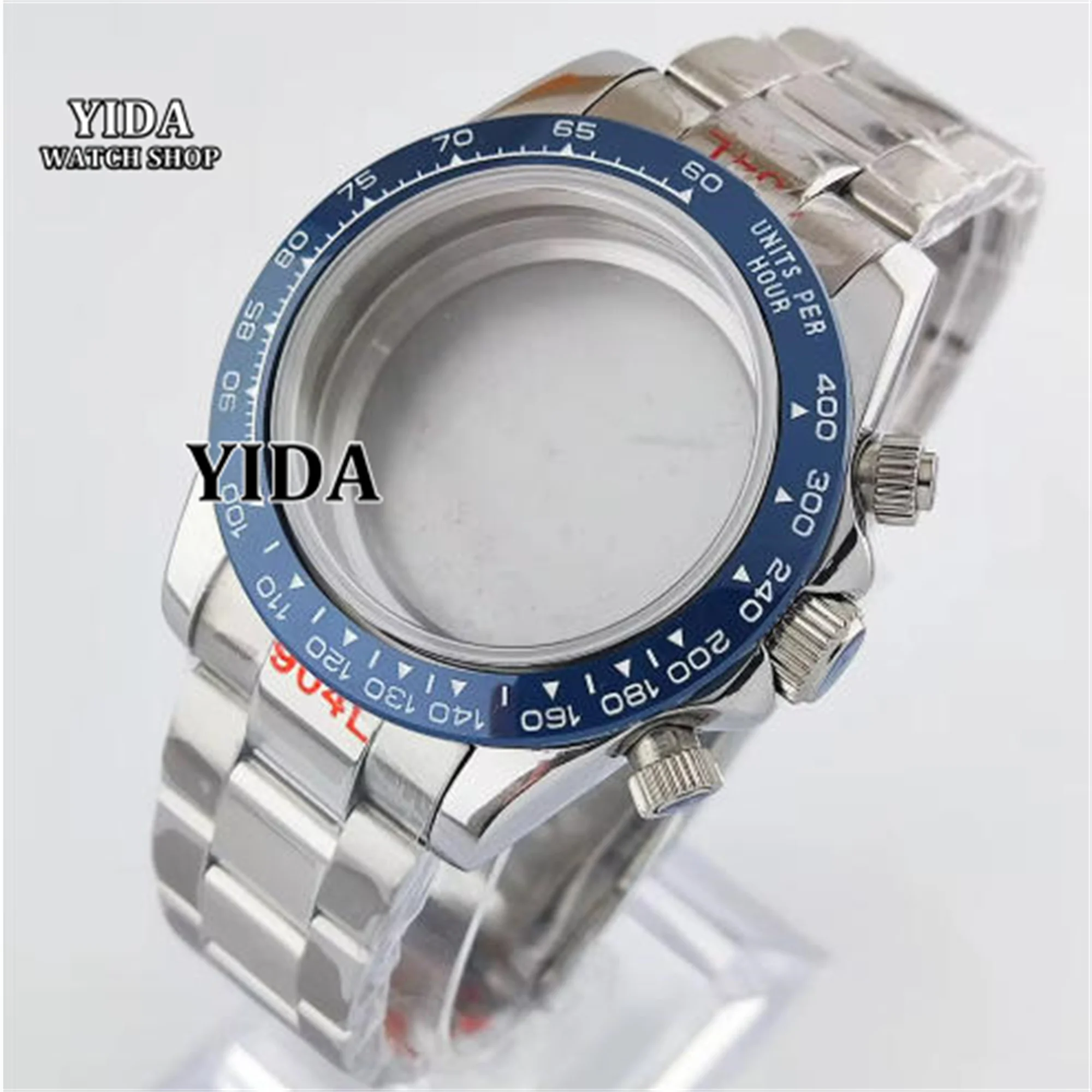 VK63 Chronograph Case Stainless Steel Strap 10ATM Waterproof Sapphire Glass fit VK63 Quartz Movement 39mm Watch case Accessories