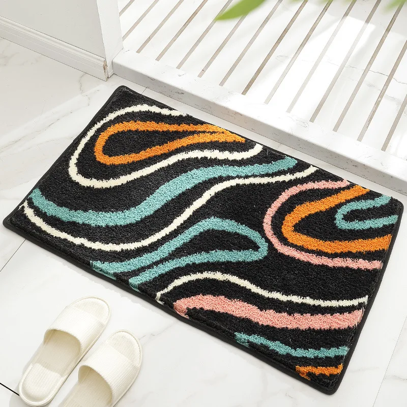 Non-slip Carpets Absorbent Flock Bathroom Bath For Toilet Shower Doorway Foot Mat Embossed Floor Rug Home Decoration