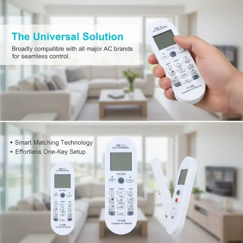 Universal AC Remote Control 6000 In 1 One Key Pairing Long Distance Replacement for Household Commercial Air Conditioners