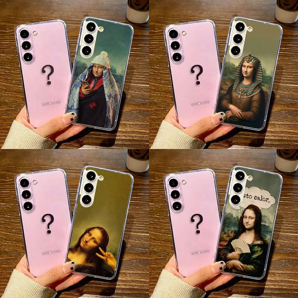 

M-Mona Lisa Pat Cat Art Phone Case For SamsungS25,24,21,22,23,30,Ultra,20,Plus,Fe,Lite,Note,10,9,5G Transparent Cover
