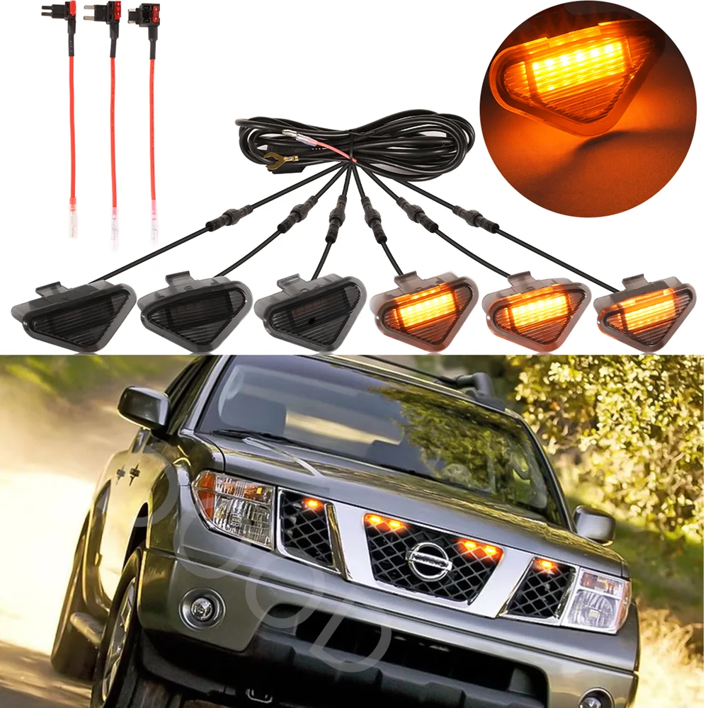 Amber Led Lights Front ABs Grille Grill Lights For 2005 2006 2007 2008 Nissan Frontier Pathfinder Led Grill Grille Lights