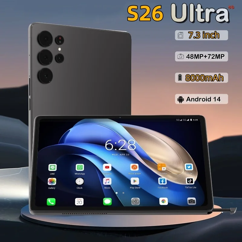 

2025 Original Pad S26 ultra Tablet PC 7.3 inch HD 4K Android 14 22GB+2TB 8000mAh Battery 4G 5G Dual Sim Card WiFi GPS Google﻿