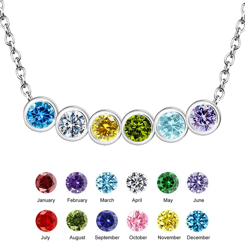 

Custom Birthstone Necklace for Women Personalized Colorful Cubic Zirconia Birthstone Necklace for Mom Grandma Mothers Day Gift