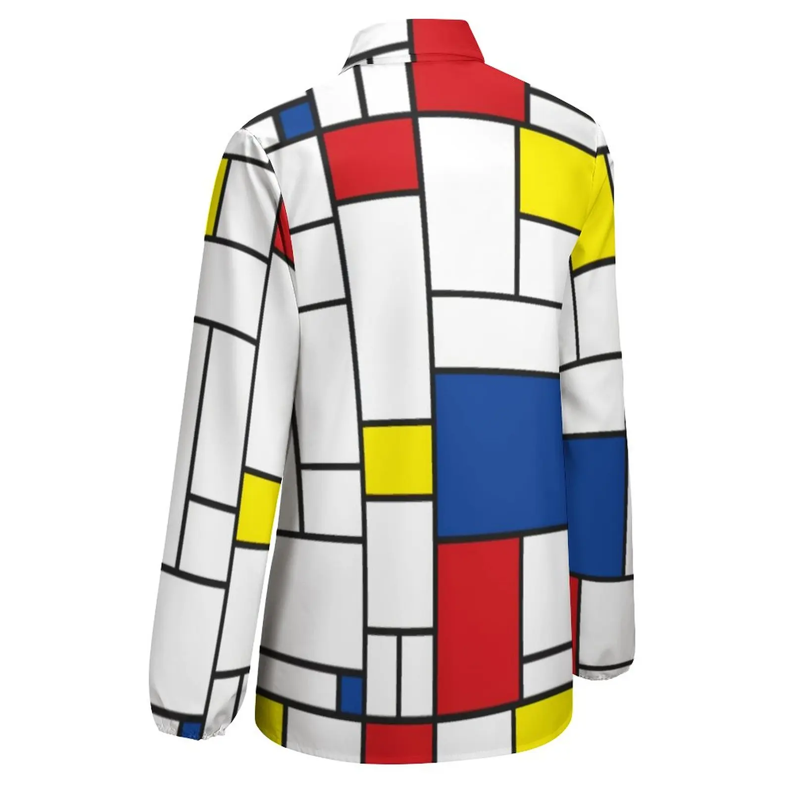 Mondrian Geometry Loose Blouse Modern Art Street Fashion Oversize Blouses Women Long-Sleeve Funny Shirt Autumn Custom Top