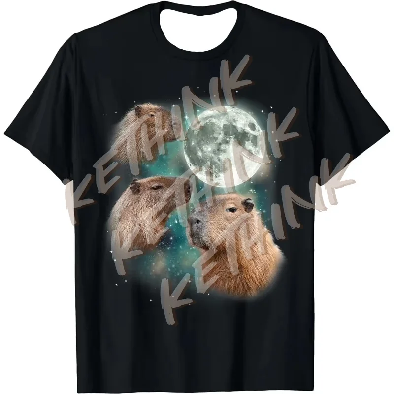 

TShirts Summer Casual Fashion Round Neck Tops Streetwear Printed Funny Capybara TShirt for Women Retro Pattern Aesthetic Clothes