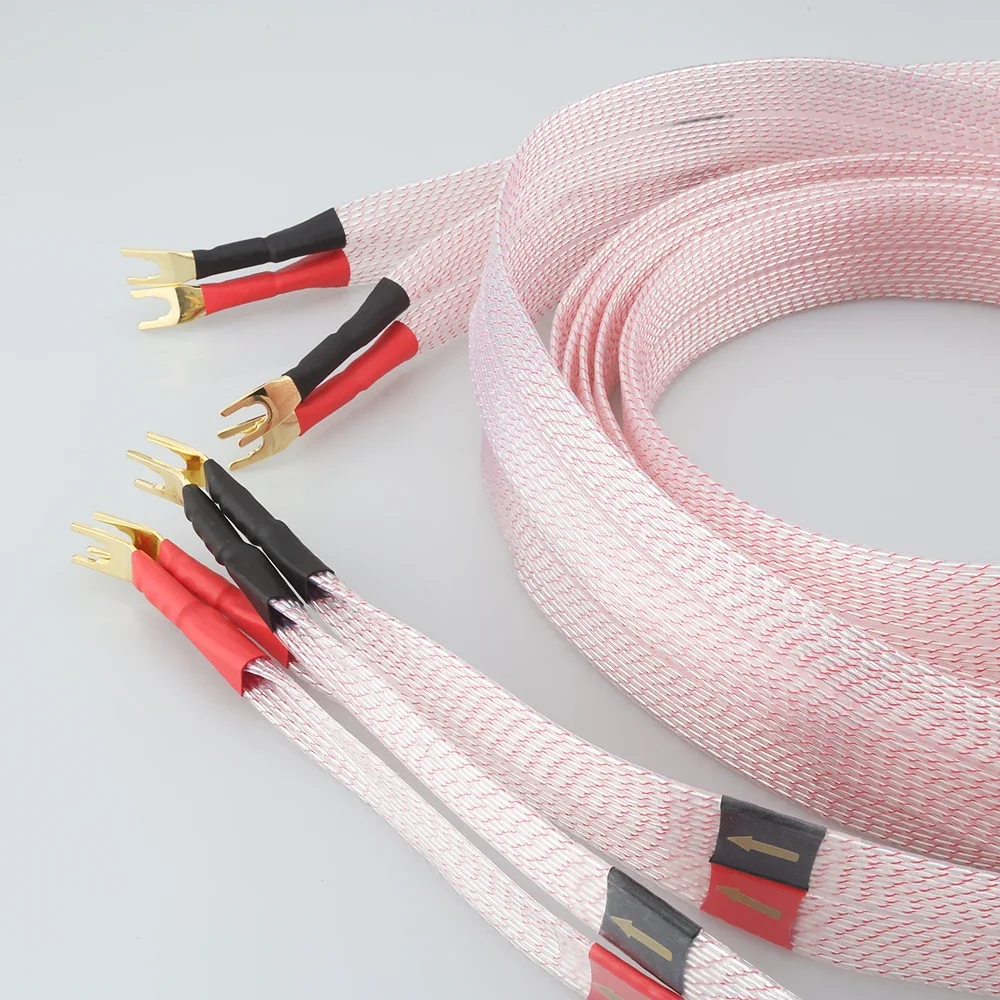 Audiocrast FC02AG Cable de altavoz Chapado en plata Cable de altavoz HIFI enchufe de pala para izquierda derecha