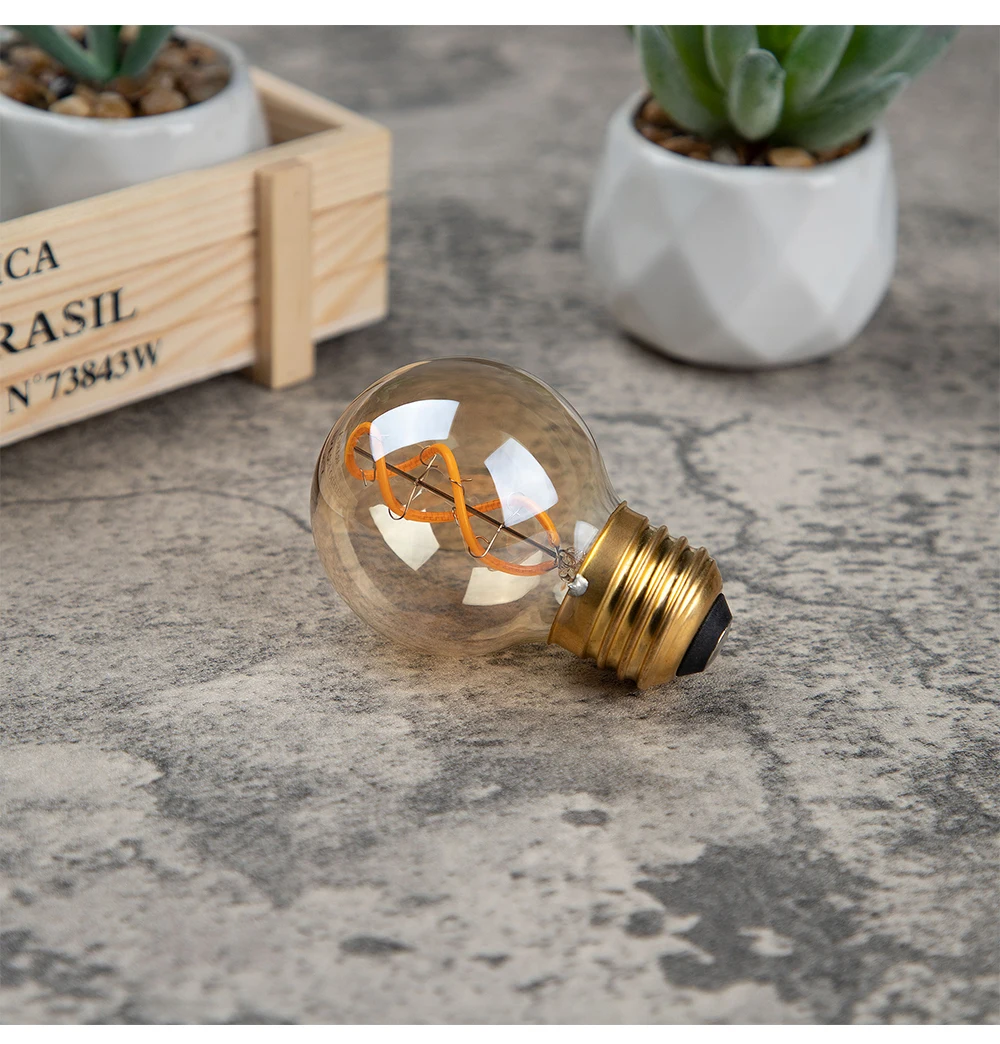 G50 Spiral Filament Edison LED Globe Bulbs 3W Dimmable