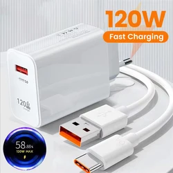 120W Ultra Fast Charger Head Rapid Charging Type C USB Charging Cable Charger High Speed Charging For Xiaomi 15 14 13 Samsung ﻿