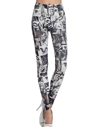 Spring And Autumn Lip Leggings Fashion Magazine Printed Nine-point Pants Slim Slim High Spring Milk Silk Nine-point Pants