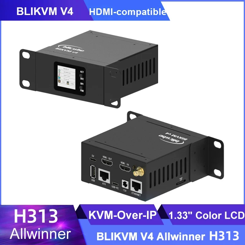 Blikvm v4 Allwinner H616 Soc Kvm Over ip Poe Hdmi-comaptible Vídeo Loop Através Pikvm Rtc Captura de Vídeo para Servidor Remoto