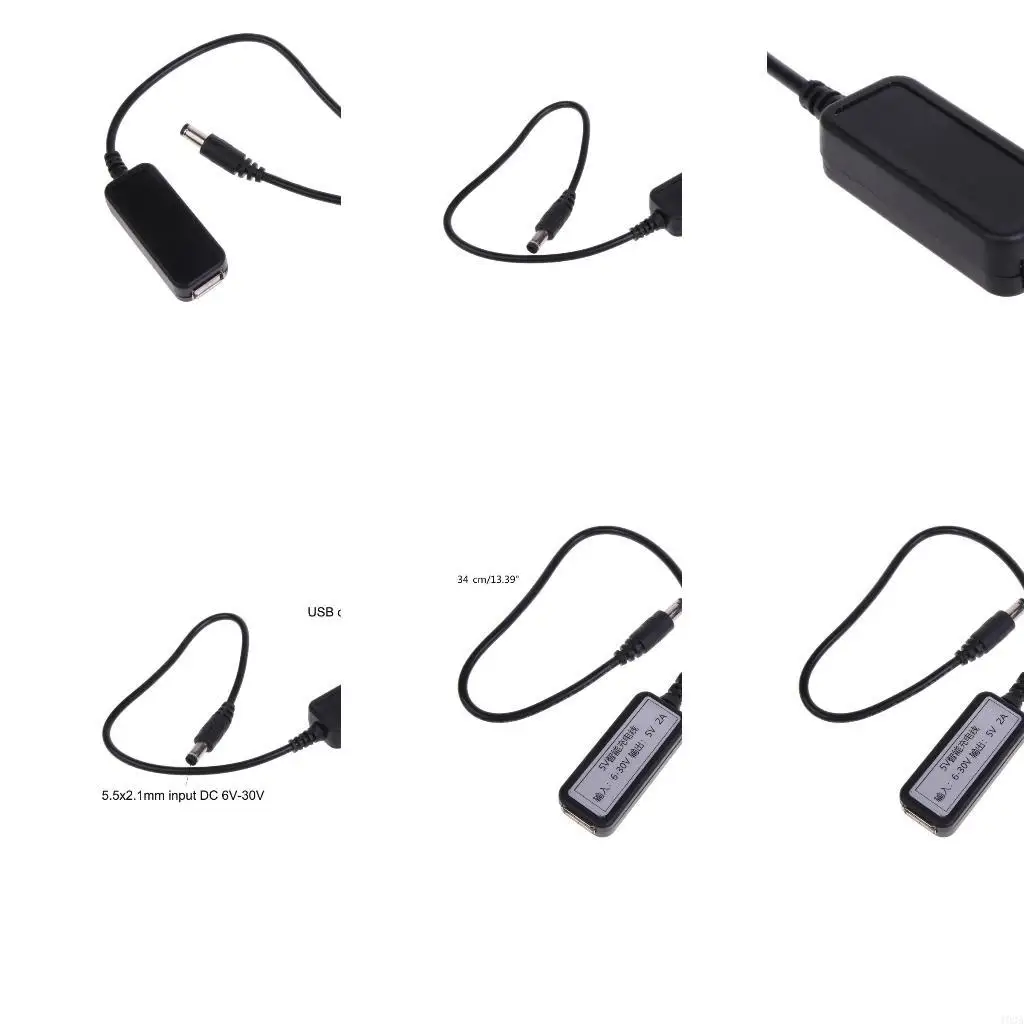193A Portable DC5521 to USB Adapter Male DC5.5X2.1mm Connector to USB5V Efficient Charging Cable Cord for Traveler