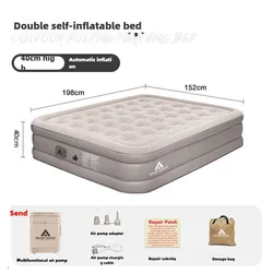 Matelas Gonflable existent Sans Fil avec Pompe Électrique spatirée, Lit à Air artificiel évé en Peluche pour Camping en Plein Air