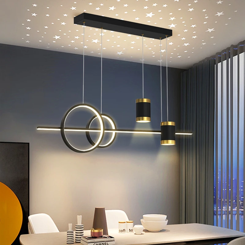 

Modern Minimalist Decor LED Pendant Lights for Living Dining Room Kitchen Room Desks Black Chandelier Home Decor Light Fixture