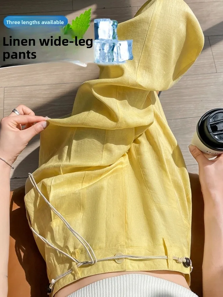 Cintura alta perna larga casual calças de trabalho feminino solto ajuste calças compridas verão primavera doce fresco picante menina sle