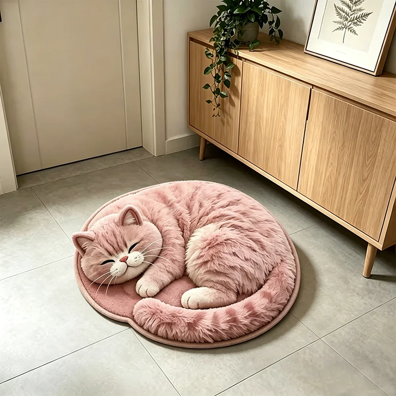 VIKAMA Cute Grey Cat Shaped Doormat Non Slip Quick Dry Bath Mat for Pet Lovers Home Decor