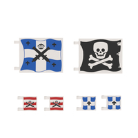 Pirates Flag 6x4 with 2 Connectors with Black Crossed Cannons Jolly Roger Building Block MOC Brick Part Toy Compatible 2525/2335