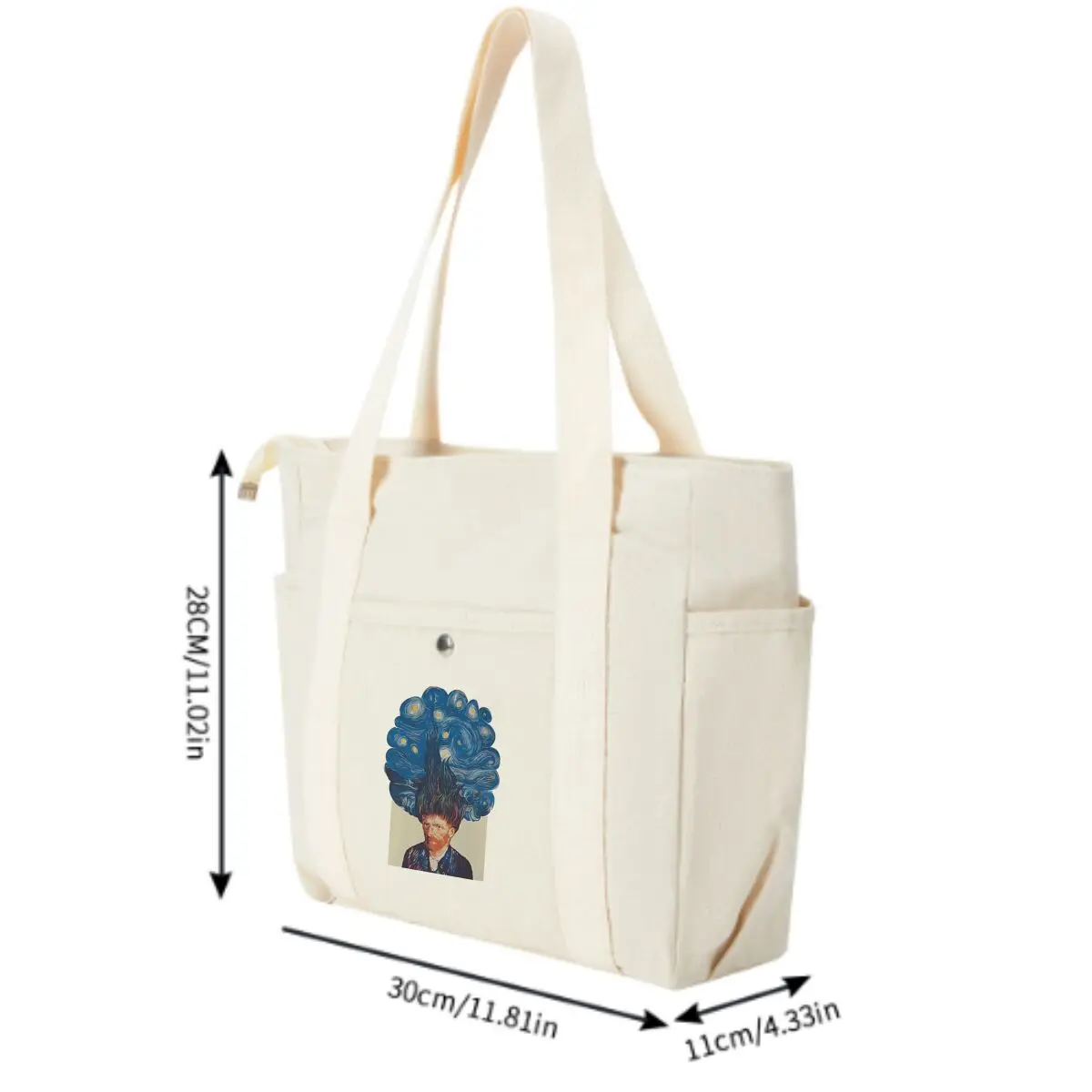 حقيبة يد بتصميم فني مرصعة بالنجوم من فان جوخ، حقيبة يد بسيطة من القماش للتنقل اليومي