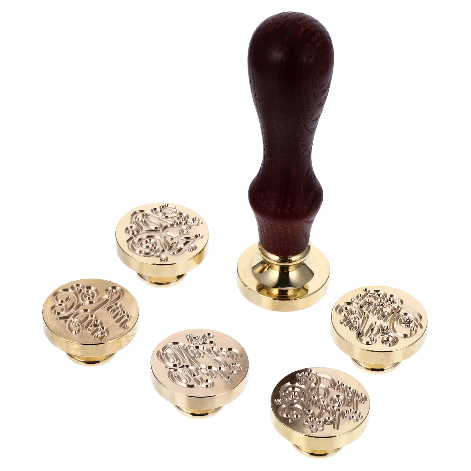 

6 Pcs Kit Wooden Copper Sealing Stamp With H Hot Wax Envelope Paper Invitations Sealing Gift