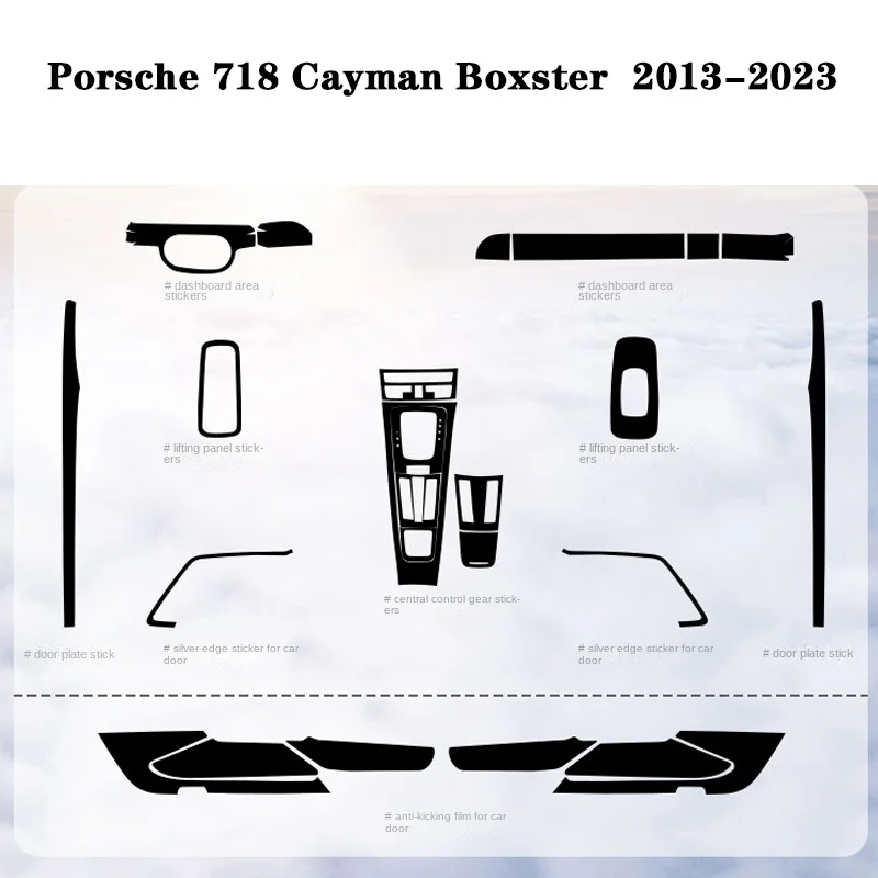 Suitable for 718 Interior Sticker,Carbon Fiber Modified Film for Central Control Gear Shift for Porsche Cayman Boxster 2013-2023