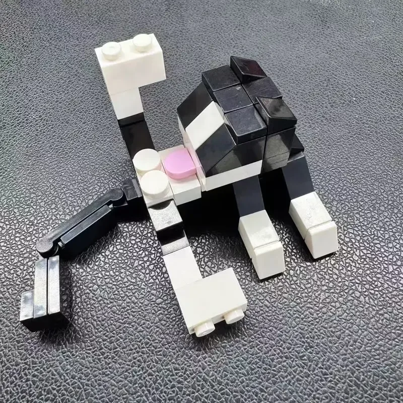 Briques MOC série animaux, 60 pièces, figurines de chat, blocs de construction, modèle d'assemblage, jouets éducatifs pour garçons et filles, cadeau d'anniversaire pour enfants
