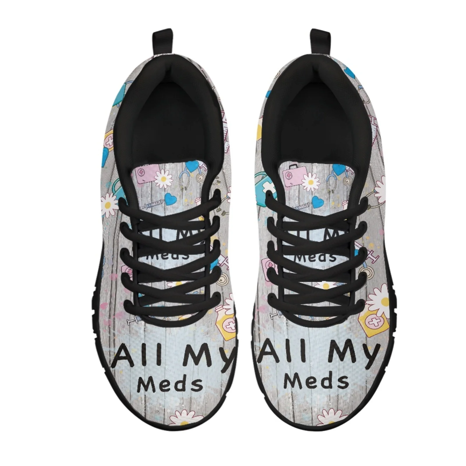 Coloranimal Medical Daisy Mens Fitness Sneakers for Walking and Standing All-Match Running Sport Sneaker for Driving