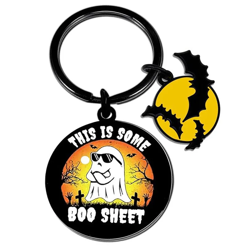 

Popular Halloween Color Printing Stainless Steel Keychain Ghost Pattern Printing Pendant Mysterious Gift Accessories Cartoon