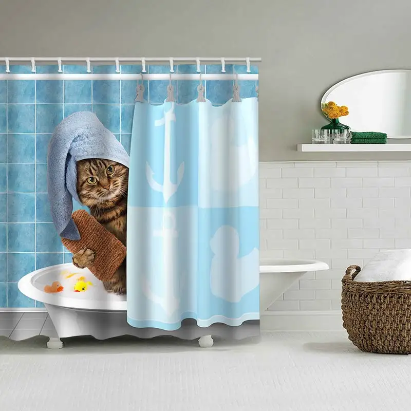 Carton Animal Bathing Curtain  Bathroom Shower Curtain Waterproof With 12 Hooks Home Deco Free Ship