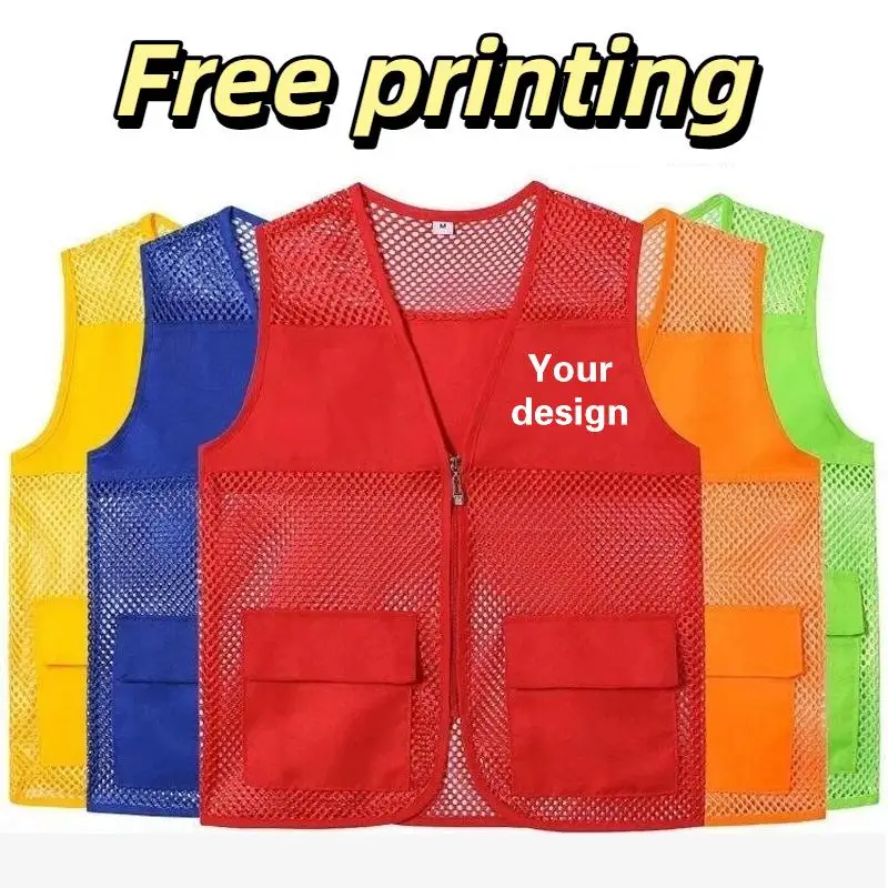 Summer Men's Sleeveless Mesh Vest With Printed Logo Personalized Custom Design Pattern Outdoor Workwear Activity Advertising Top
