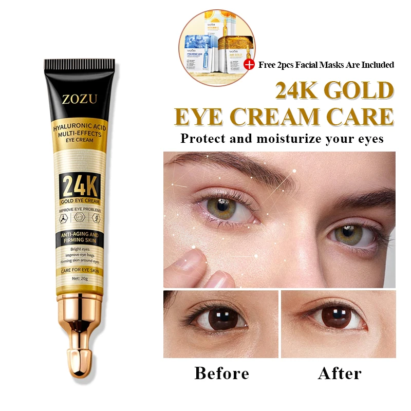 

24K Gold Hyaluronic Acid Eye Cream Anti-Dark Circles Firming Moisturizing Eye Cream Eye Skin Care Products