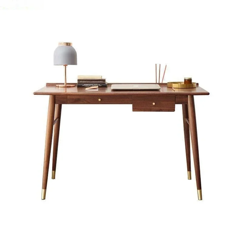 

Nordic black walnut desk solid wood office computer desk drawer writing desk Japanese modern simple study furniture