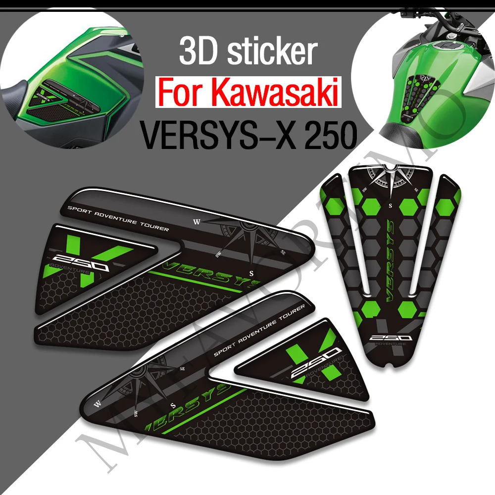 

Motorcycle Stickers Decals For Kawasaki VERSYS X 250 250X Gas Fuel Oil Kit Knee Protector Tank Pad Grips VERSYS-X Tourer X-250